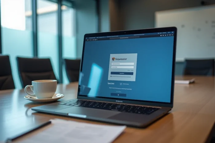 Écran d'ordinateur affichant un portail d'authentification extranet GTM La Poste lors d'une session réseau interne